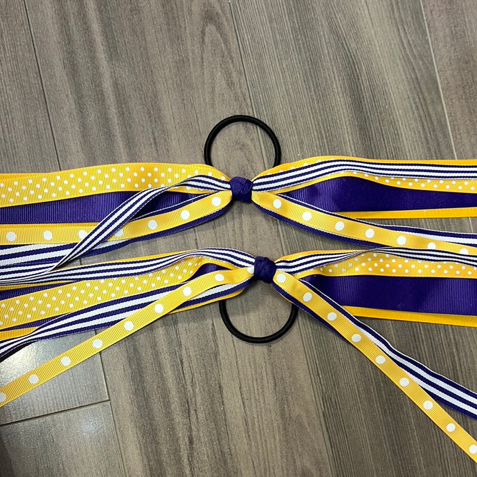 Purple/Gold Hair Streamers with Pony Tail