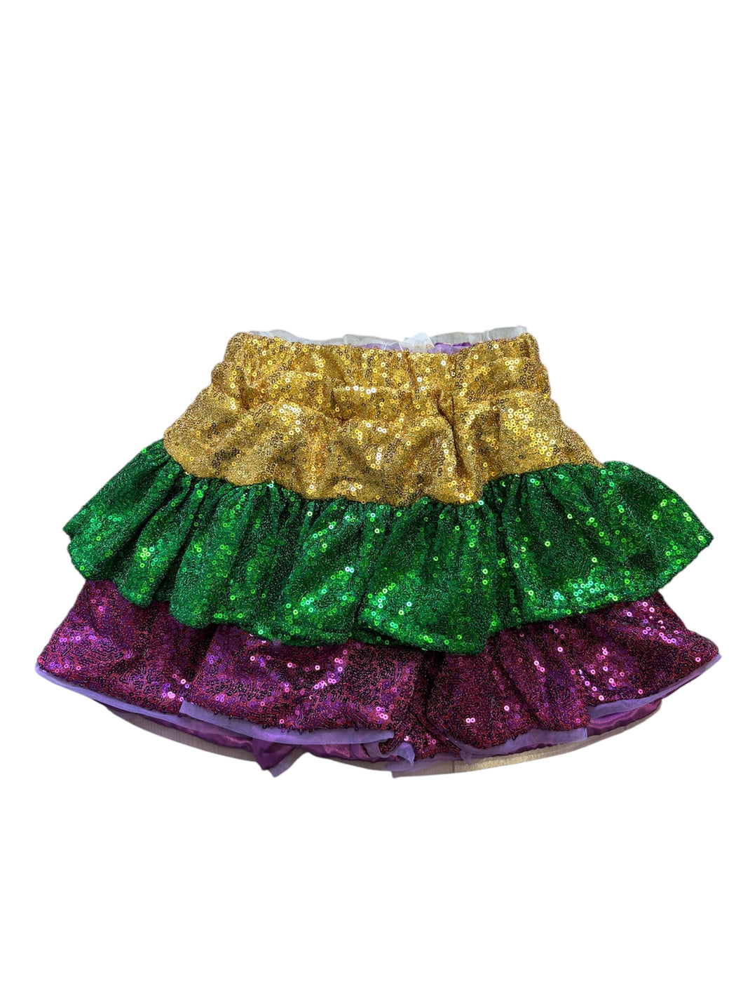 Sequin Mardi Gras Tiered Color Block Skirt