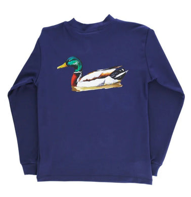 L/S Performance Logo Tee Wood Duck/Navy