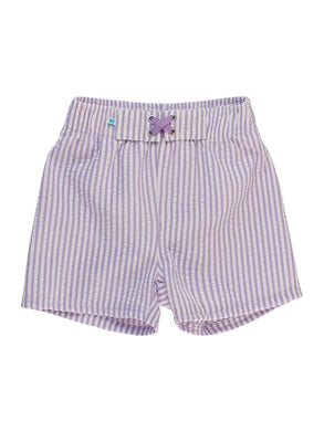 Lavender Seersucker Swim Trunks