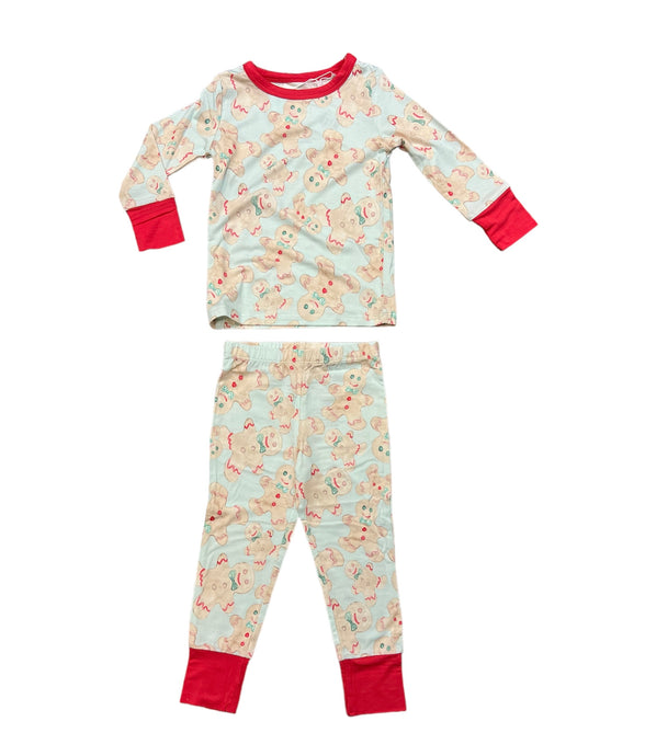 Blue Gingerbread Two Piece Pajamas Pants Set