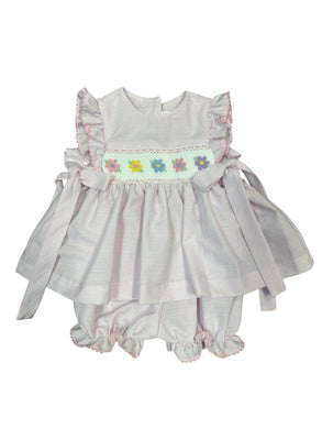Petit Bebe Pink Stripe Bloomer Set w/ Side Ties