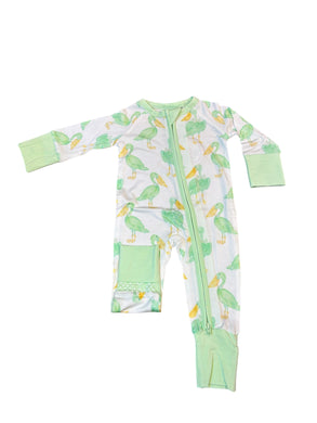 Mint Pelican Zipper Onesie