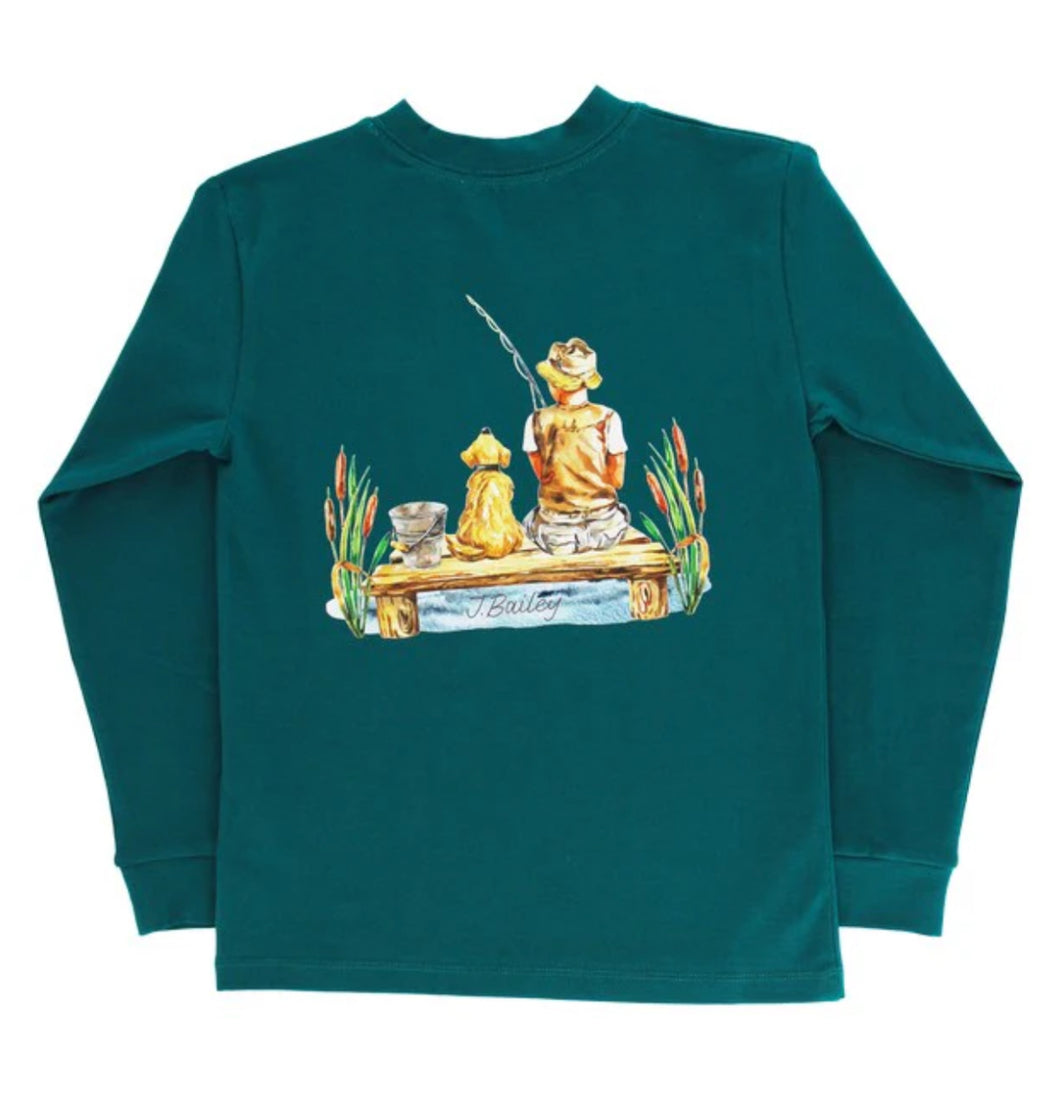 L/S Logo Tee Gone Fishing/Teal