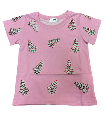 Pink Sequin Christmas Cake Tee