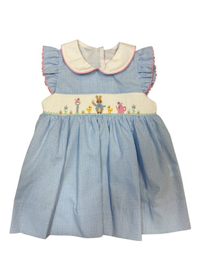 Petit Bebe Light Blue Gingham Dress