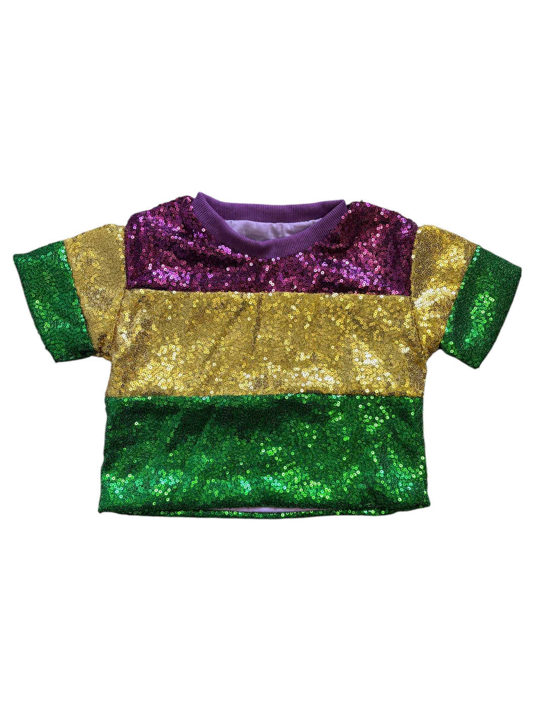 Sequin Mardi Gras Colorblock Top