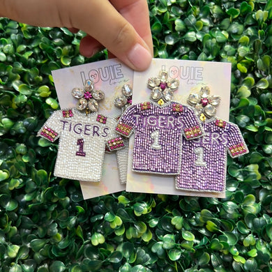 Tigers Football Jersey Earrings