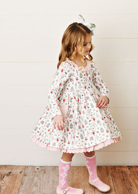 Eyelet Pink Trim Nutcracker Pocket Dress