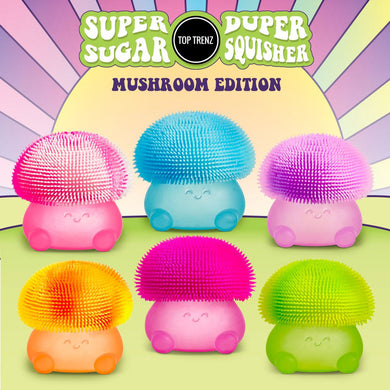 Super Duper Sugar Squisher Toy Mushroom Assorted Colors