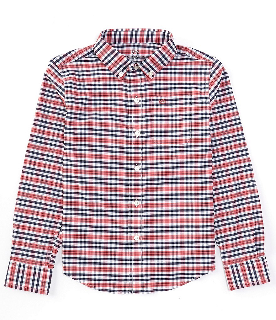 Southern Tide Red Haywood Plaid Sportshirt