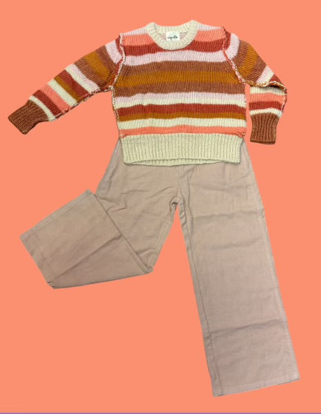 Coral Stripe Sweater