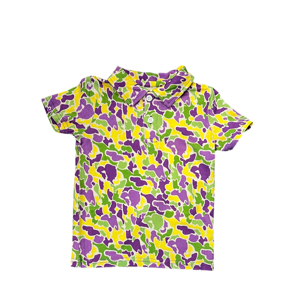 Mardi Gras Camo Polo