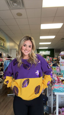 Preorder Purple and Gold Sequin Football Sweater