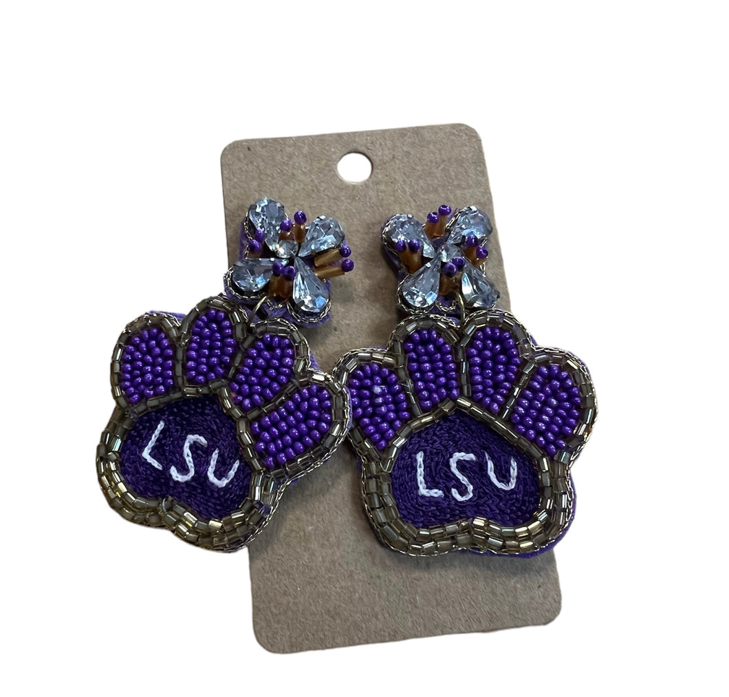 Purple Paw Earring