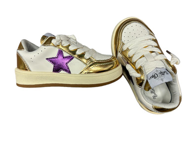 Purple And Gold Star Metallic Sneakers