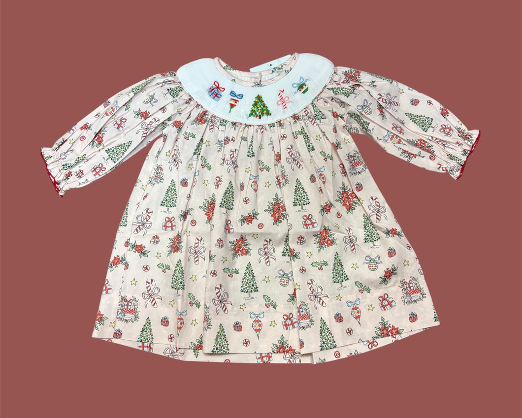 Classic Christmas Hand Smocked Dress