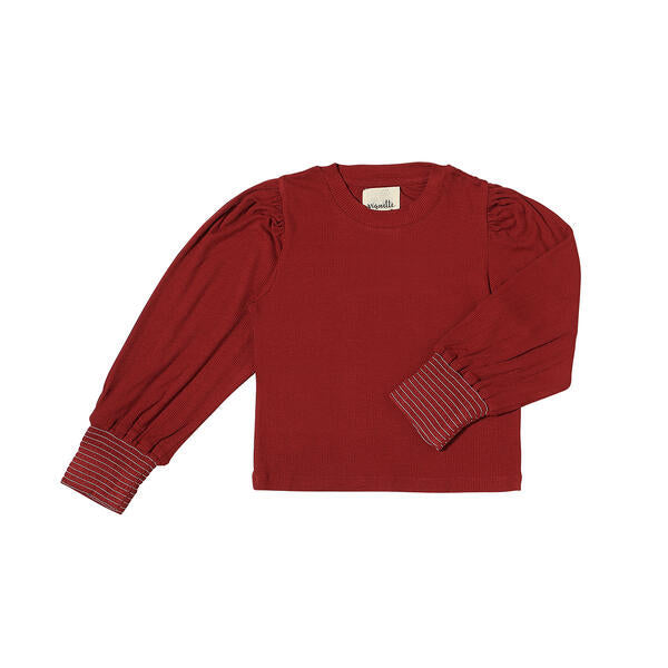 Burgundy Puff Sleeve Shirt