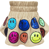 QOS Kids Tan & Rainbow Smiley Face Skort