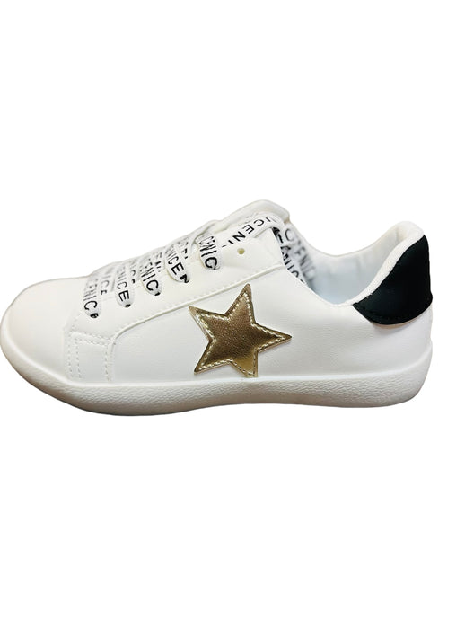 White With Gold Star Glitter Sneaker