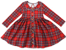 Red Plaid Prim Picot Trim Dress