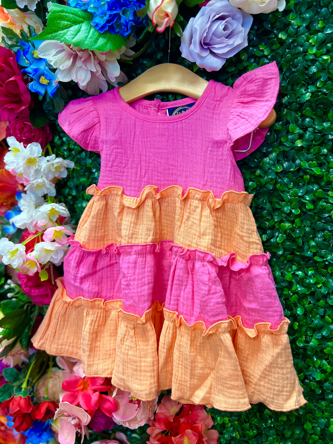 A/S Layered Dress Pink & Orange