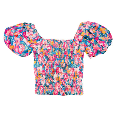 Tween Lei Smocked Balloon Sleeve Top