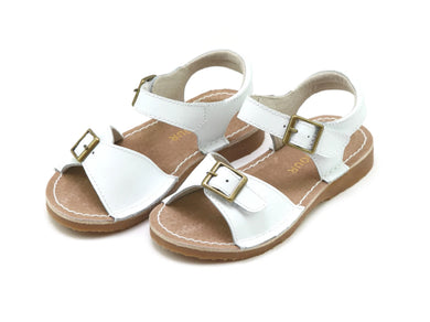 Olivia Leather Buckle Open Toe Sandal - white