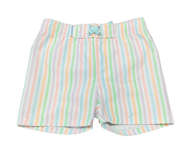 Pale Rainbow Stripe Swim Trunks