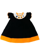 Black and Orange Boo Halloween Smocked Dress and Bloomers Set