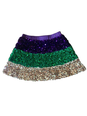 Purple/Green/Gold Sequin Skort look