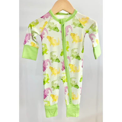 Mardi Gras Alligator Zipper Onesie