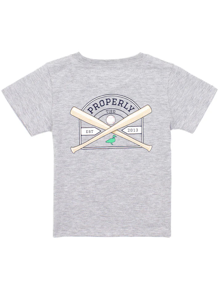 Boys Baseball Shield  SS Light Heather Grey