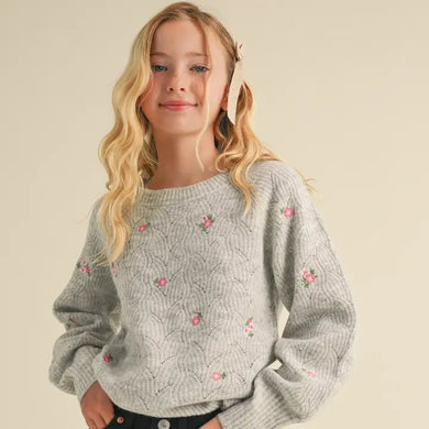 Tween Girl Crewneck Raglan Sweater