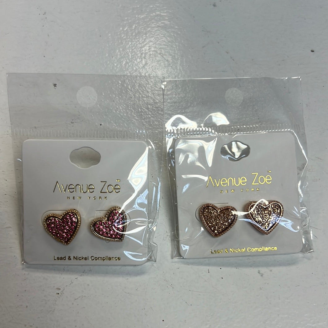 Rhinestone Heart Stud Earrings