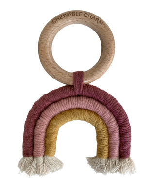 Macrame Rainbow Teether - Berry + Mustard