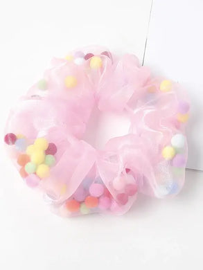 Sheer Pom Pom Scrunchie